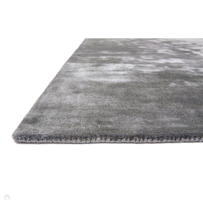 Katherine Carnaby Chrome Modern Designer Plain High-Density Heavyweight Hand-Woven Silky Smooth Shimmer Viscose Zinc Grey Rug