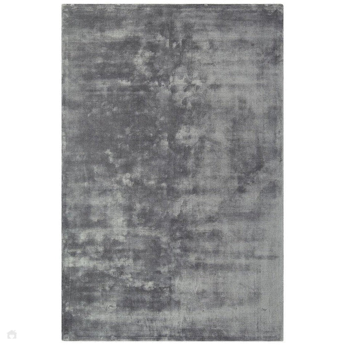 Katherine Carnaby Chrome Modern Designer Plain High-Density Heavyweight Hand-Woven Silky Smooth Shimmer Viscose Zinc Grey Rug