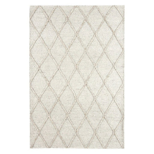 Katherine Carnaby Coast CD02 Modern Designer Plain Geometric Diamond Hand-Woven Textured Wool&Viscose Flatweave Cream Rug