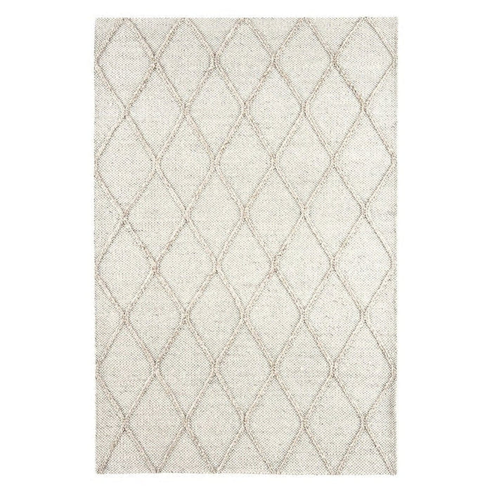 Katherine Carnaby Coast CD02 Modern Designer Plain Geometric Diamond Hand-Woven Textured Wool&Viscose Flatweave Cream Rug