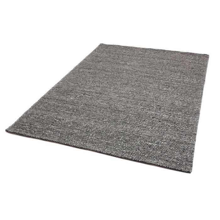 Katherine Carnaby Coast CS01 Modern Designer Plain Hand-Woven Textured Wool&Viscose Flatweave Charcoal Rug