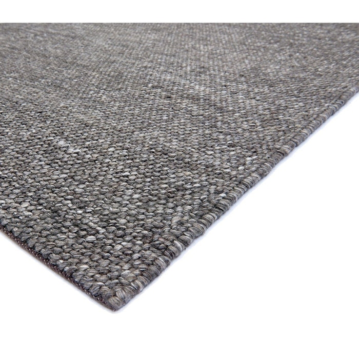 Katherine Carnaby Coast CS01 Modern Designer Plain Hand-Woven Textured Wool&Viscose Flatweave Charcoal Rug