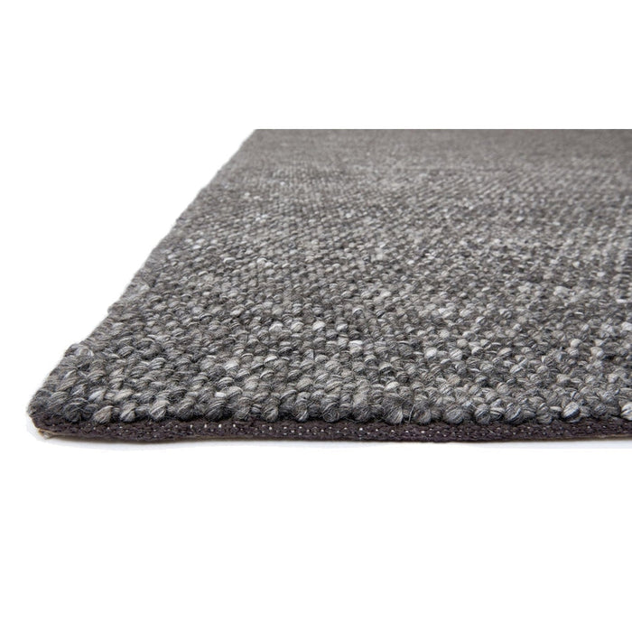 Katherine Carnaby Coast CS01 Modern Designer Plain Hand-Woven Textured Wool&Viscose Flatweave Charcoal Rug