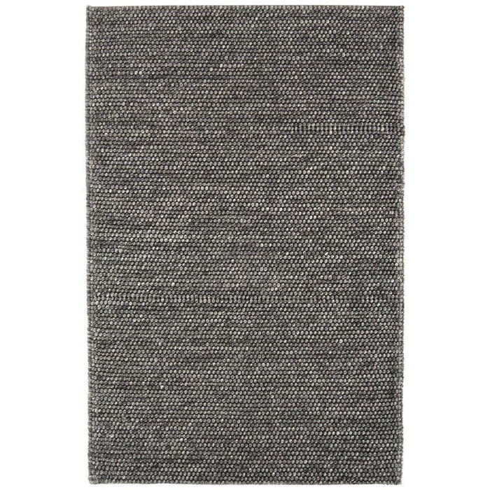 Katherine Carnaby Coast CS01 Modern Designer Plain Hand-Woven Textured Wool&Viscose Flatweave Charcoal Rug