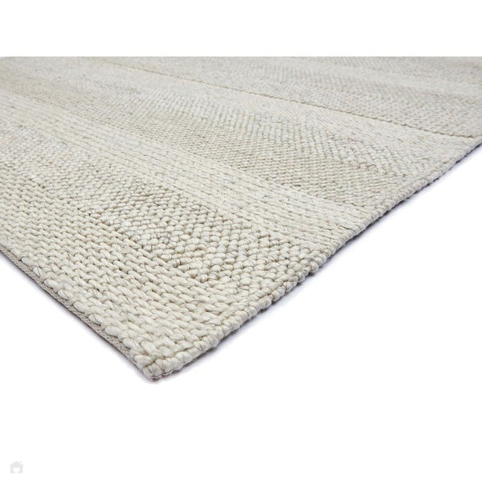 Katherine Carnaby Coast CS06 Modern Designer Plain Stripe Hand-Woven Textured Wool&Viscose Flatweave Cream Rug