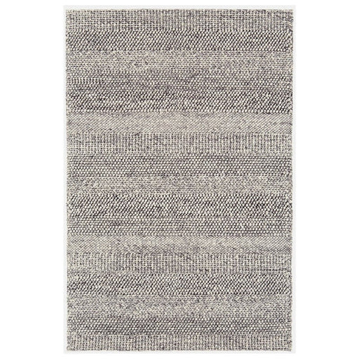 Katherine Carnaby Coast CS07 Modern Designer Plain Stripe Hand-Woven Textured Wool&Viscose Flatweave Grey Marl/Cream Rug