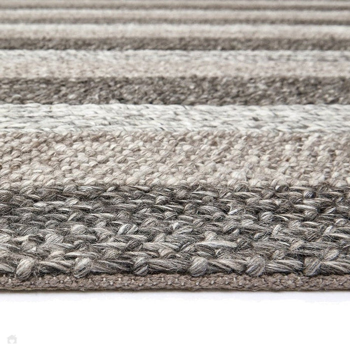 Katherine Carnaby Coast CS08 Modern Designer Plain Varied Stripe Hand-Woven Textured Wool&Viscose Flatweave Taupe Brown Rug