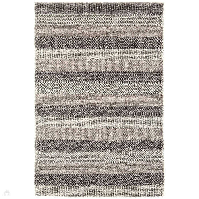 Katherine Carnaby Coast CS08 Modern Designer Plain Varied Stripe Hand-Woven Textured Wool&Viscose Flatweave Taupe Brown Rug