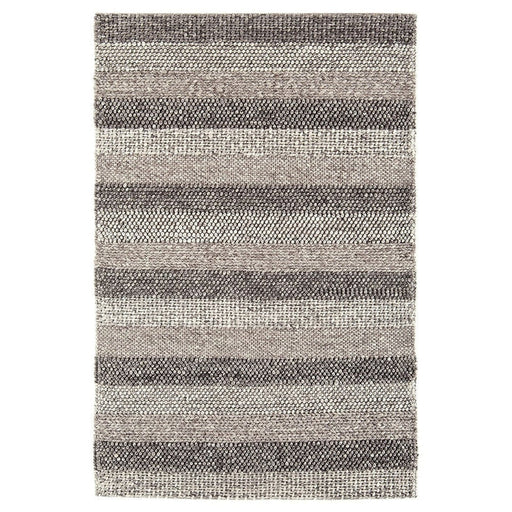 Katherine Carnaby Coast CS08 Modern Designer Plain Varied Stripe Hand-Woven Textured Wool&Viscose Flatweave Taupe Brown Rug