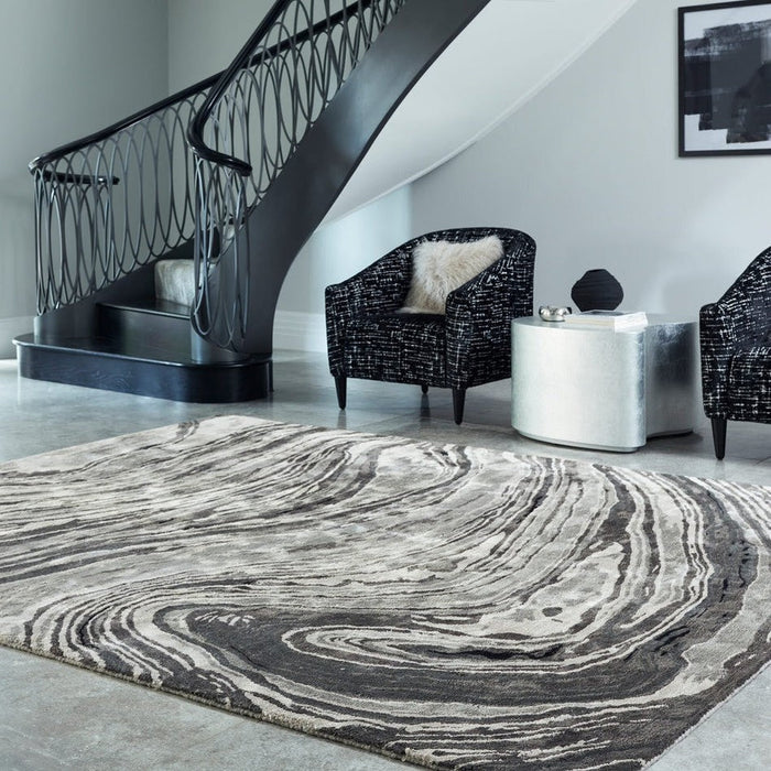 Katherine Carnaby Tuscany Marquina Marble Black/Charcoal/Grey/Silver Rug