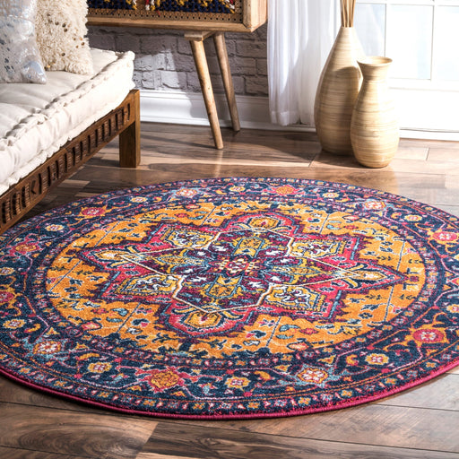 Katrina Persian Floral Area Rug 120cm Purple