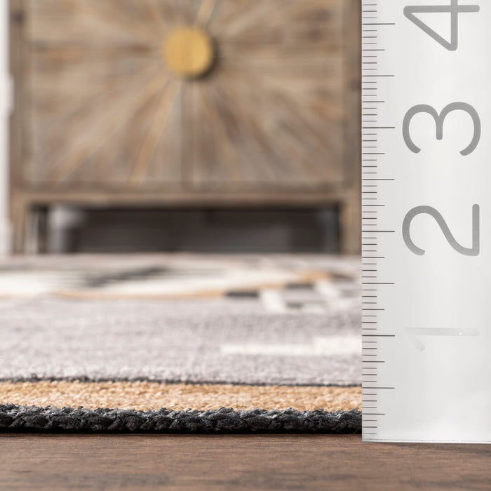 Katy Machine Washable Grey Shapes Area Rug 150 cm x 240 cm