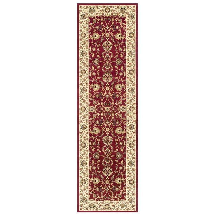 Kendra 137 R Traditional Persian Classic Floral Vine Bordered Stain-Resistant Red Rug