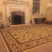 Kendra 137 W Traditional Persian Classic Floral Vine Bordered Stain-Resistant Cream Rug