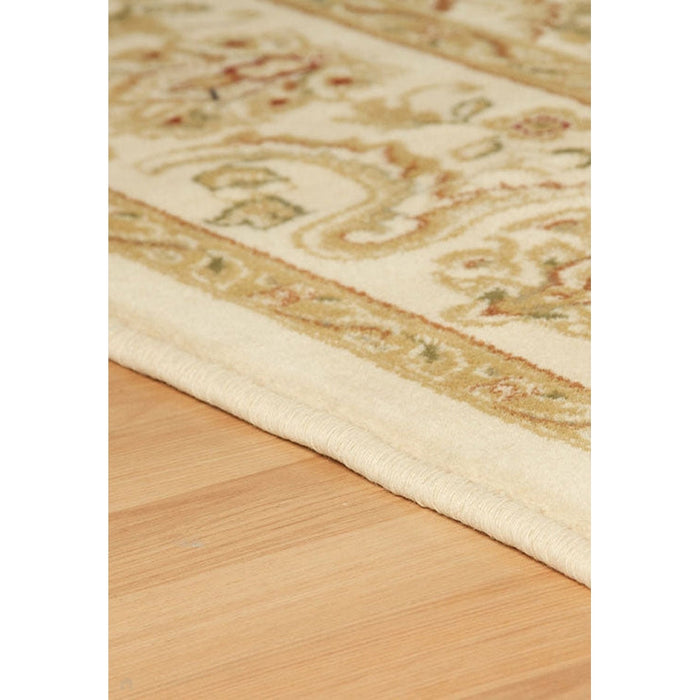 Kendra 2330 X Traditional Persian Classic Floral Vine Bordered Stain-Resistant Cream Rug