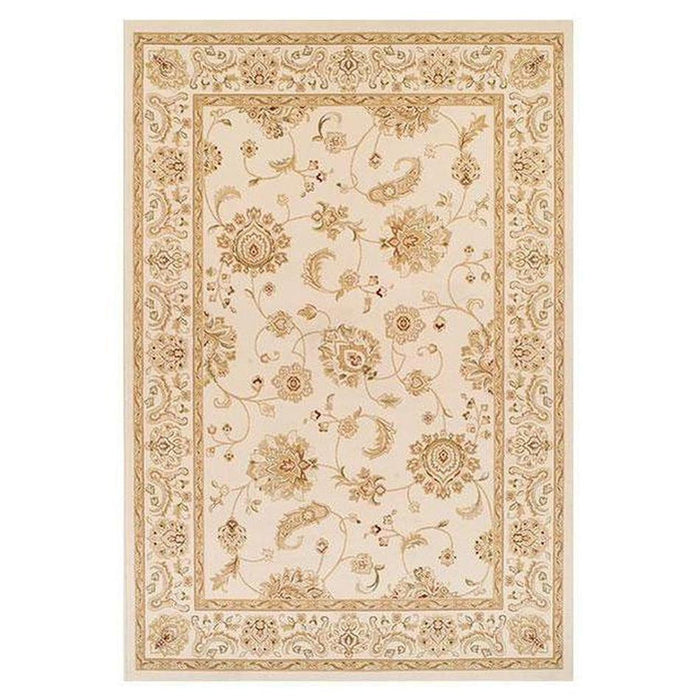 Kendra 2330 X Traditional Persian Classic Floral Vine Bordered Stain-Resistant Cream Rug