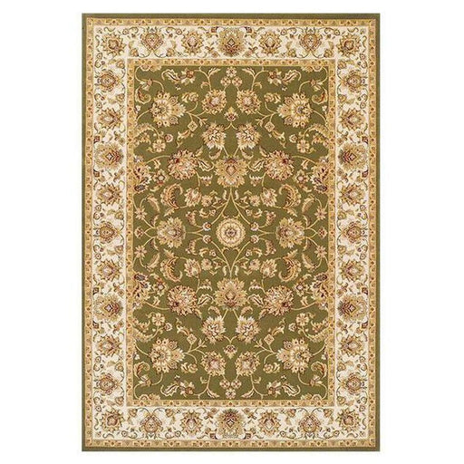 Kendra 3330 G Traditional Persian Classic Floral Vine Bordered Stain-Resistant Green/Sand/Cream Rug