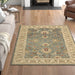 Kendra 45 L Traditional Persian Classic Floral Vine Bordered Stain-Resistant Aqua Green Turquoise Duck Egg Rug