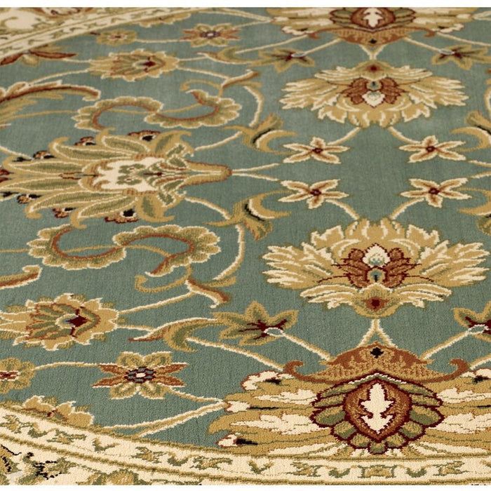 Kendra 45 L Traditional Persian Classic Floral Vine Bordered Stain-Resistant Aqua Green Turquoise Duck Egg Rug