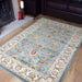 Kendra 45 L Traditional Persian Classic Floral Vine Bordered Stain-Resistant Aqua Green Turquoise Duck Egg Rug