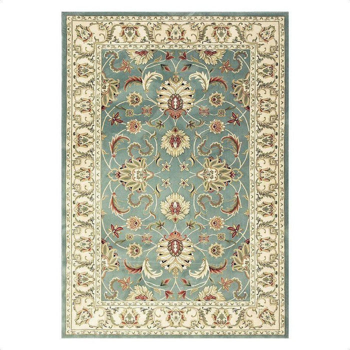 Kendra 45 L Traditional Persian Classic Floral Vine Bordered Stain-Resistant Aqua Green Turquoise Duck Egg Rug