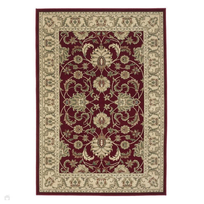 Kendra 45 M Traditional Persian Classic Floral Vine Bordered Stain-Resistant Red/Beige/Sand/Multi Rug