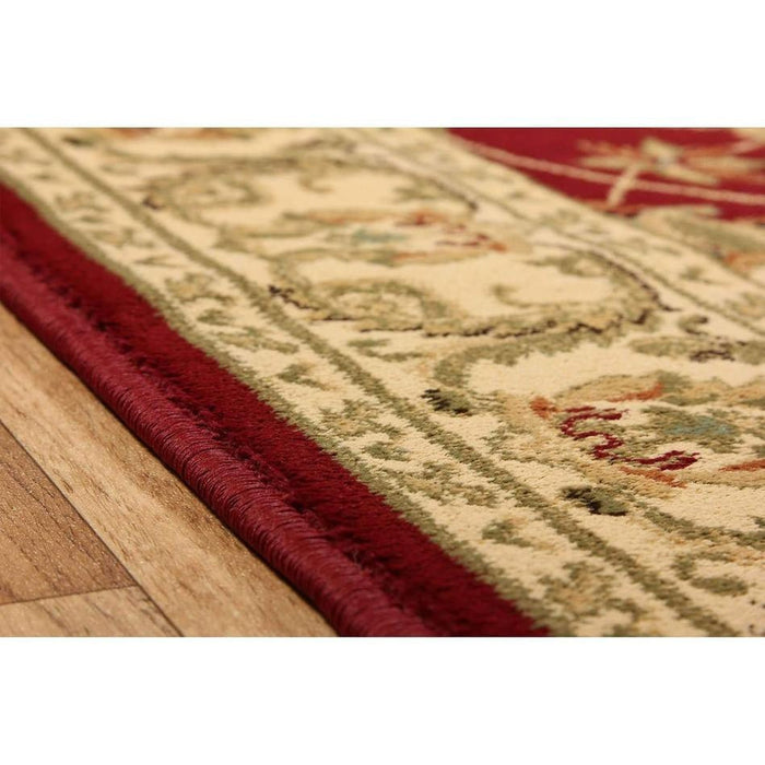 Kendra 45 M Traditional Persian Classic Floral Vine Bordered Stain-Resistant Red/Beige/Sand/Multi Rug