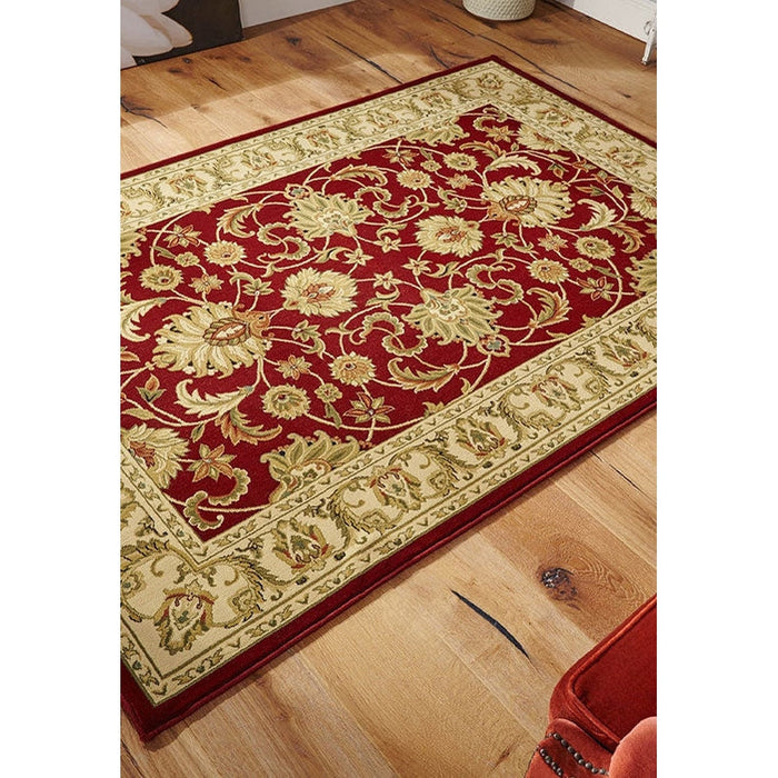 Kendra 45 M Traditional Persian Classic Floral Vine Bordered Stain-Resistant Red/Beige/Sand/Multi Rug