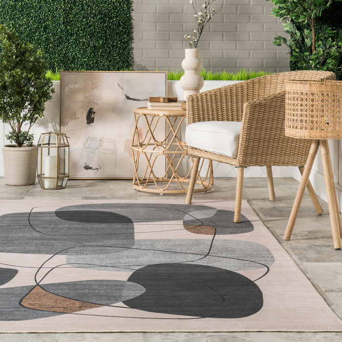 Kenley Stone Washable Grey Indoor Outdoor Area Rug 160x230 cm
