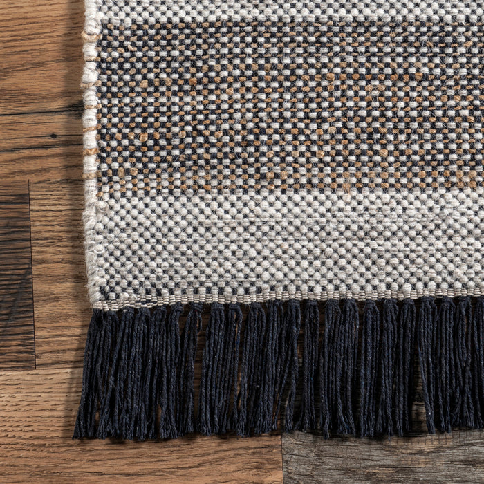 Kianna Beige Striped Wool Area Rug 160x230 cm