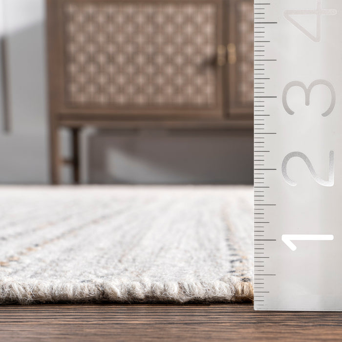 Kianna Beige Striped Wool Area Rug 160x230 cm