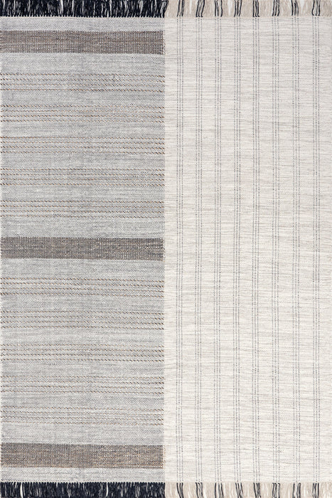 Kianna Beige Striped Wool Area Rug 160x230 cm