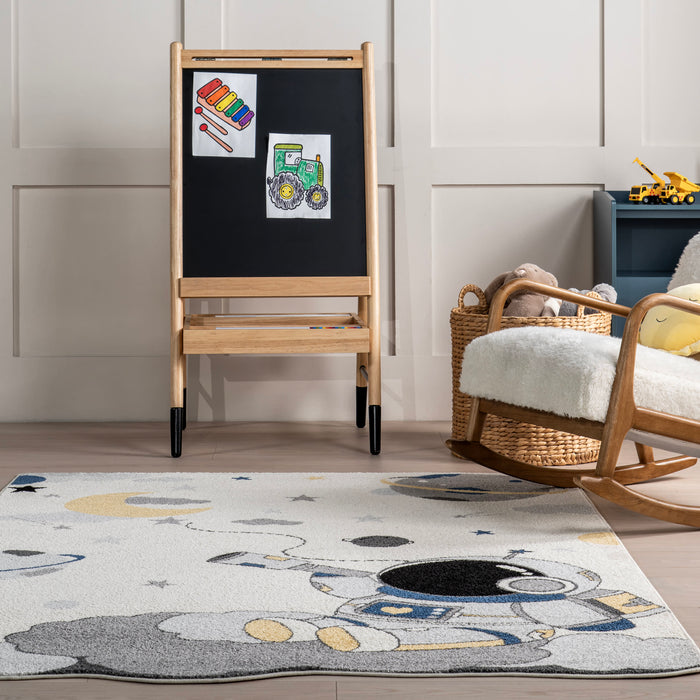Kids Astronaut Area Rug 120 cm Cream Color
