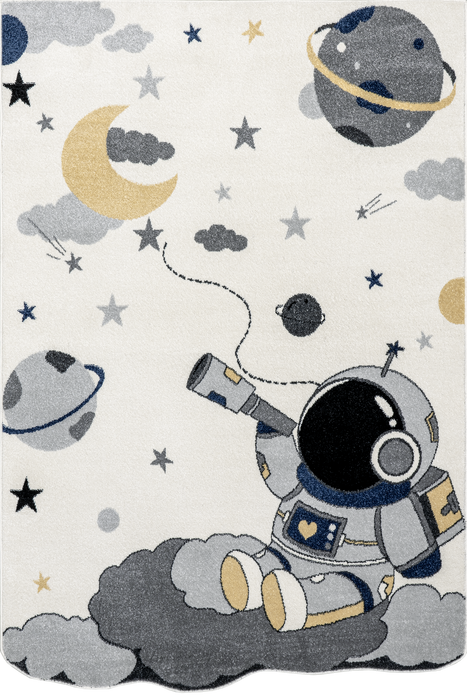 Kids Astronaut Area Rug 120 cm Cream Color