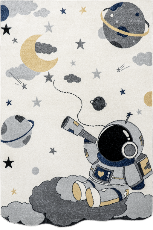Kids Astronaut Area Rug 120 cm Cream Color