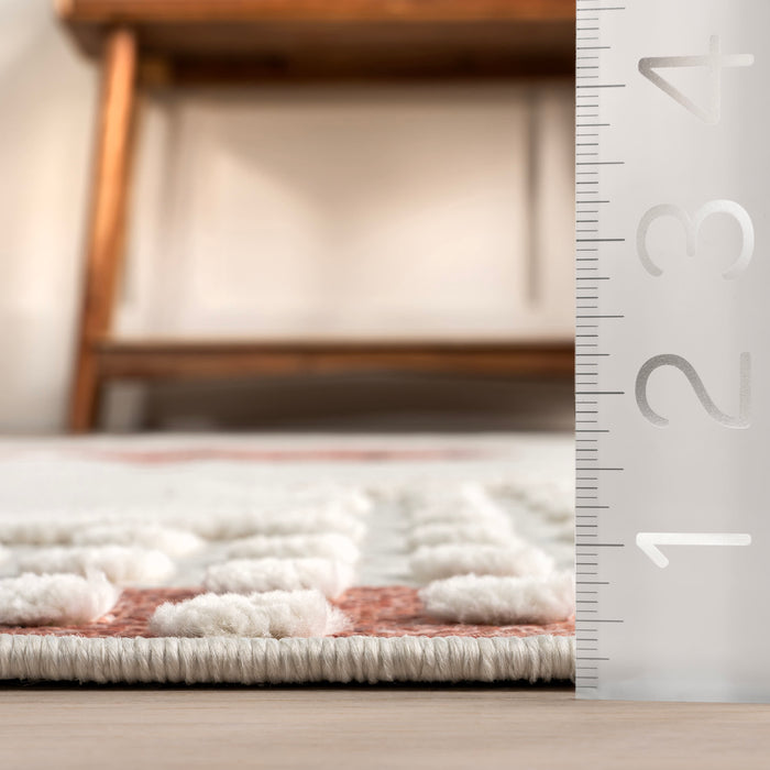 Kids Bear Fringed Rug 90x150 cm in Brick Color