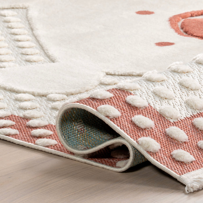 Kids Bear Fringed Rug 90x150 cm in Brick Color