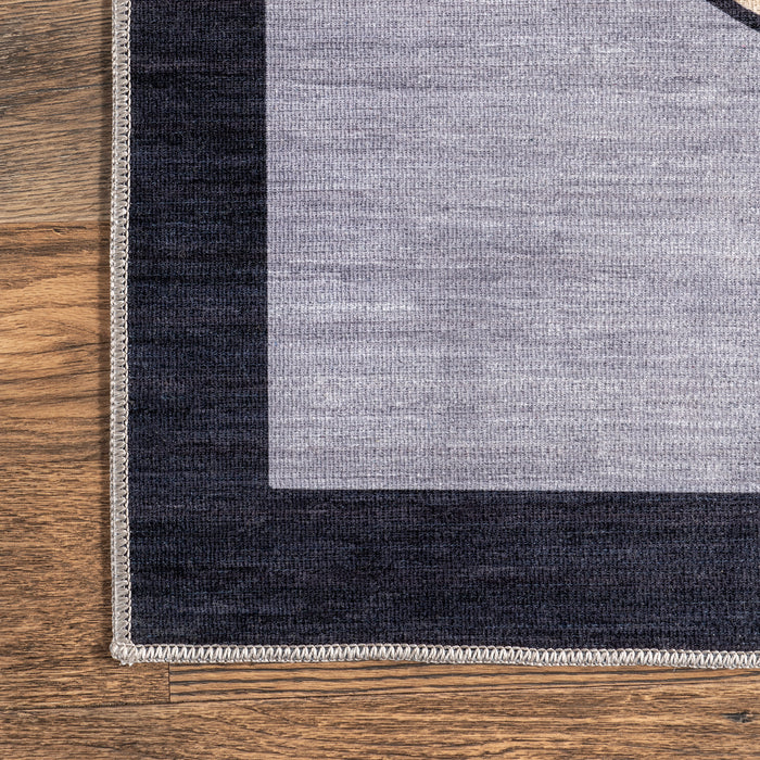 Kids Cat Washable Area Rug Navy 140cm