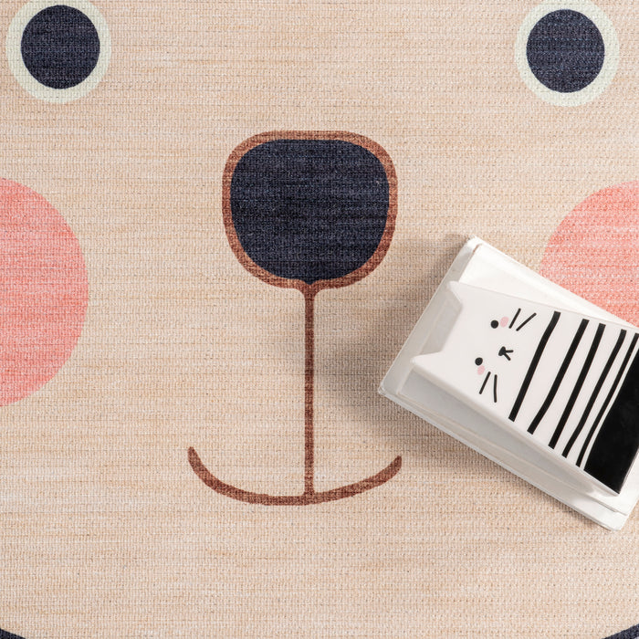 Kids Cat Washable Area Rug Navy 140cm