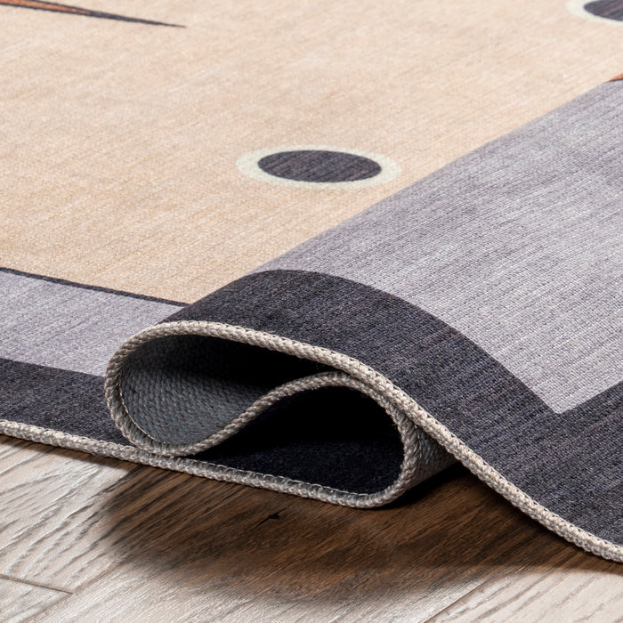 Kids Cat Washable Area Rug Navy 140cm