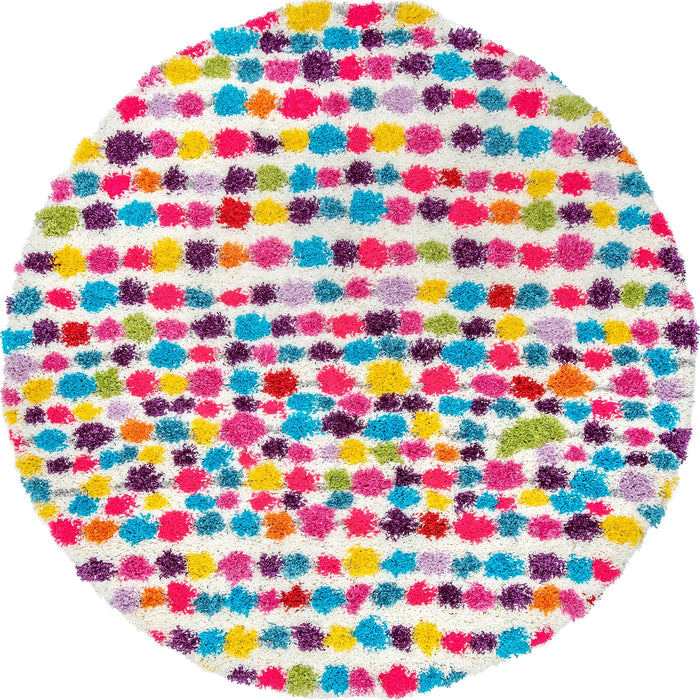 Tappeto per bambini a pelo lungo a righe colorate a pois, 50x80 cm