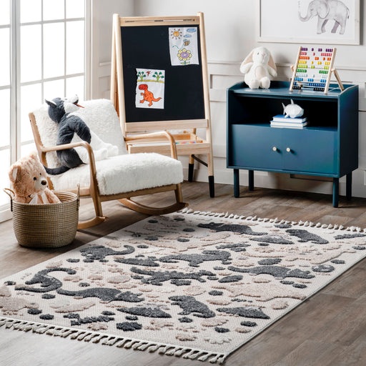 Kids Dinosaur Area Rug 120x180 cm Beige