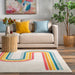 Kids Multicolor Rainbow Stripe Area Rug for Playrooms
