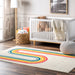 Kids Multicolor Rainbow Stripe Area Rug for Playrooms