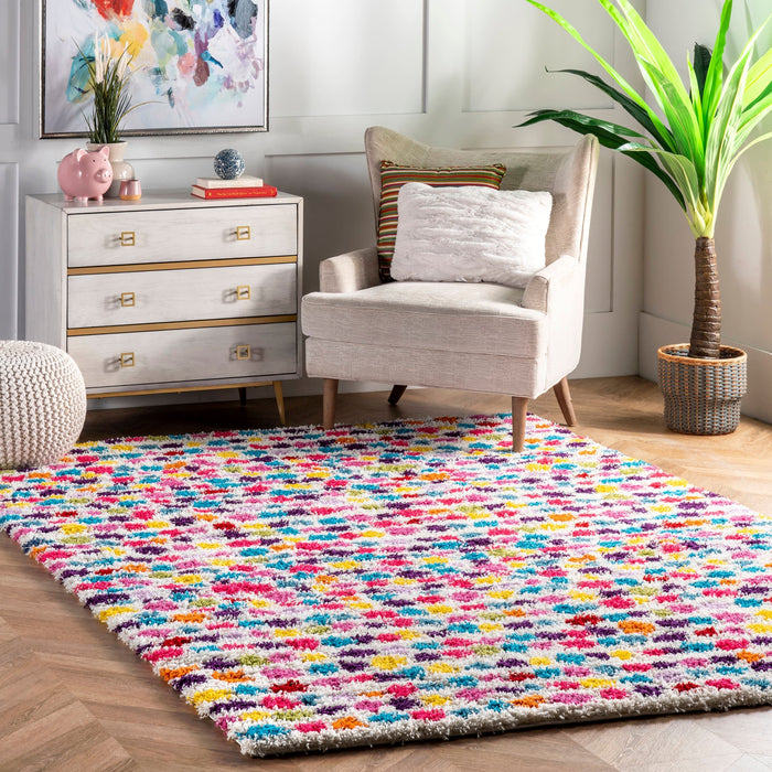 Kids Multicolor Shag Area Rug for Playroom and Nursery