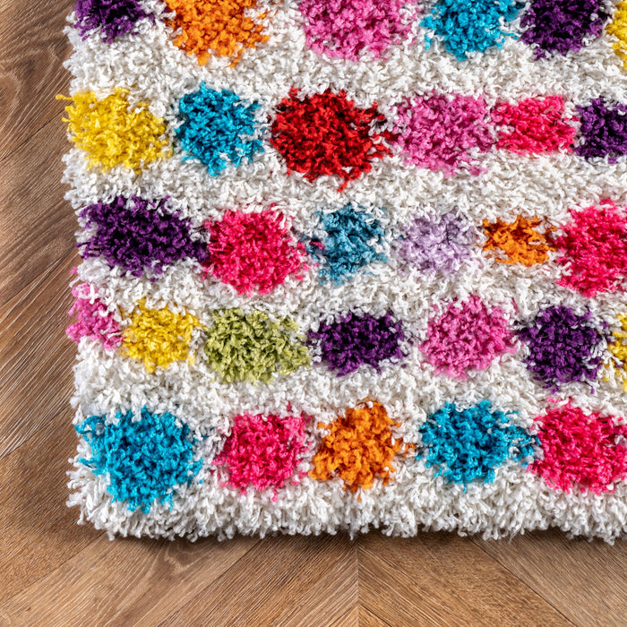 Kids Multicolor Shag Area Rug for Playroom and Nursery