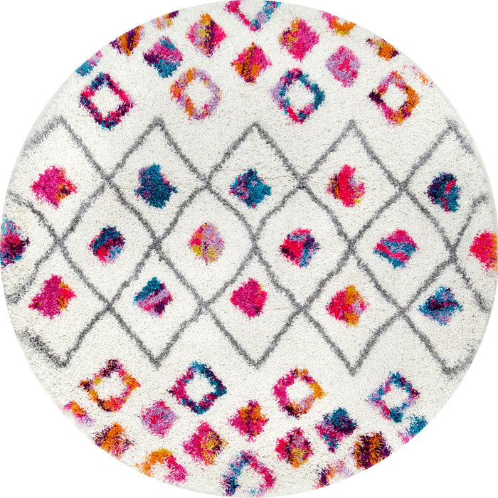 Roze diamant trellis shag vloerkleed voor kinderen, 100x150 cm