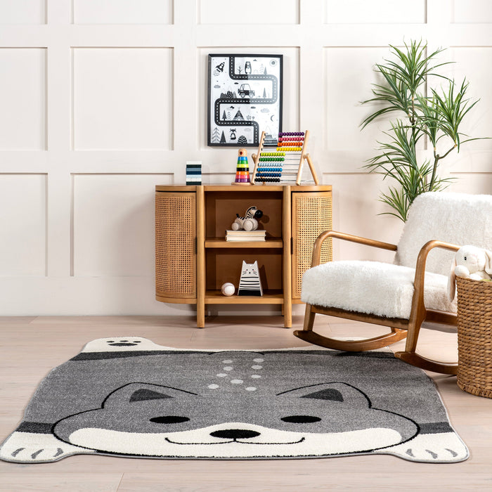 Kids Puppy Shaped Rug Grey 50x76cm