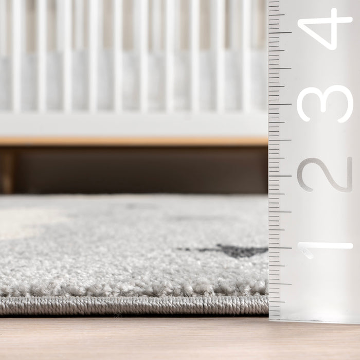 Kids Sleeping Bear Area Rug Light Grey 120x160 cm