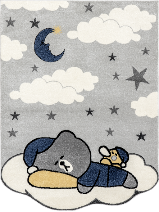 Kids Sleeping Bear Area Rug Light Grey 120x160 cm